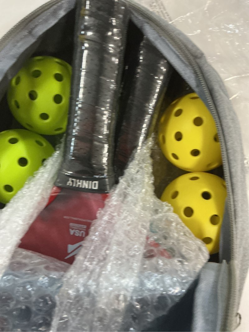 Condition photo showing New/Like New for Raw Carbon Pickleball Paddles Set of 2/4, T700 Carbon Fiber Rackets with 16MM Honeycomb Polymer Core, 4 Balls and 1 Portable Carry Bag, USAPA Approved Pickleball Set for Men, Women 4 Red & Blue