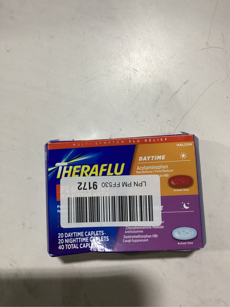 Condition photo showing New/Like New for Theraflu Max Strength Flu Symptom Relief - 20 Caplets Plus Theraflu Max Strength Nighttime Flu Medicine for Flu Symptom Relief- 20 Caplets Combo Pack 1 Count (Pack of 40)