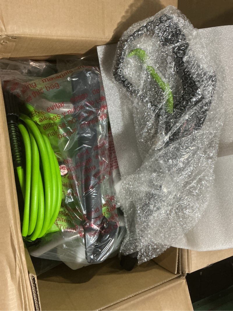 Condition photo showing Good Condition for greenworks 2100 psi (sgs certified) 1.2 gpm 13amp compact electric pressure washer telescoping handle power washer for cars, driveways, patios, patio furniture & around pools