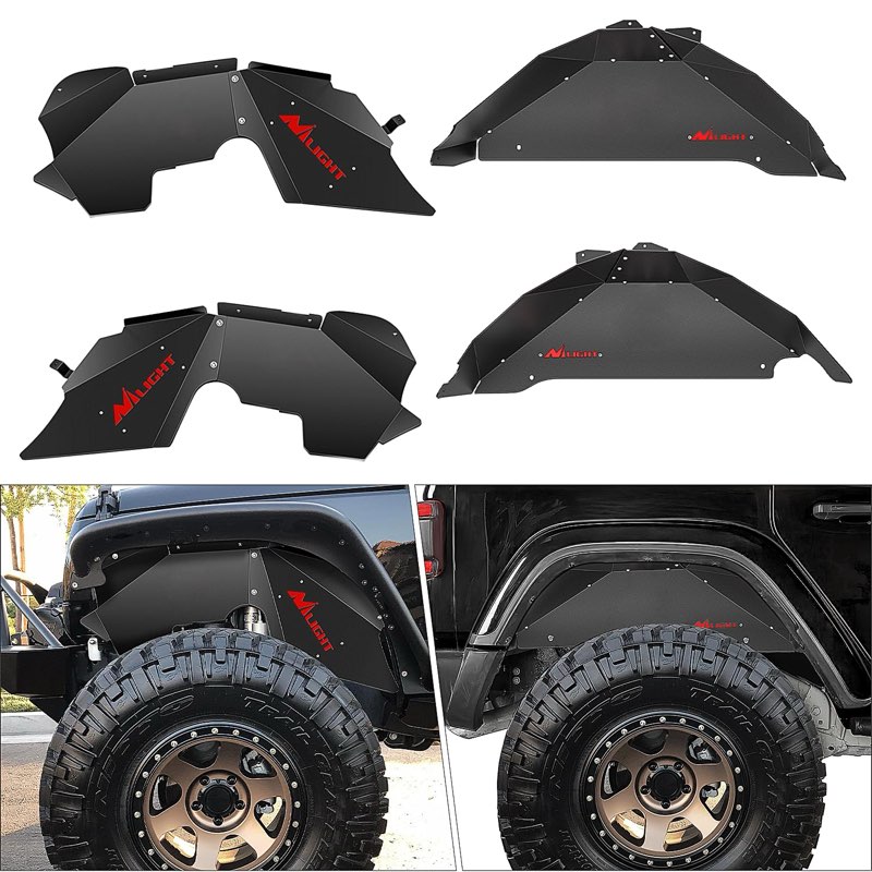 Nilight Front & Rear Inner Fender Liners Wheel Cover Fit for 2007-2018 Wrangler JK JKU 4WD (4-Door/2
