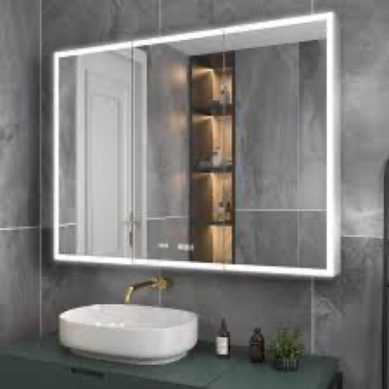 Vevyzxc LED Bathroom Medicine Cabinet Mirror with Lights, 36'' x 26'' Aluminum Frame with Sockets & 
