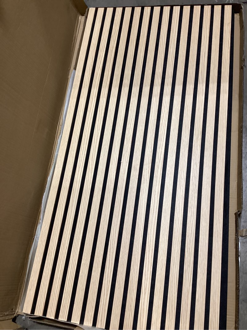 Condition photo showing New/Like New for Art3d 2 Wood Slat Acoustic Panels for Wall and Ceiling - 3D Fluted Sound Absorbing Panel with Wood Finish - Oak 2pcs - 47.2?23.6in. Oak