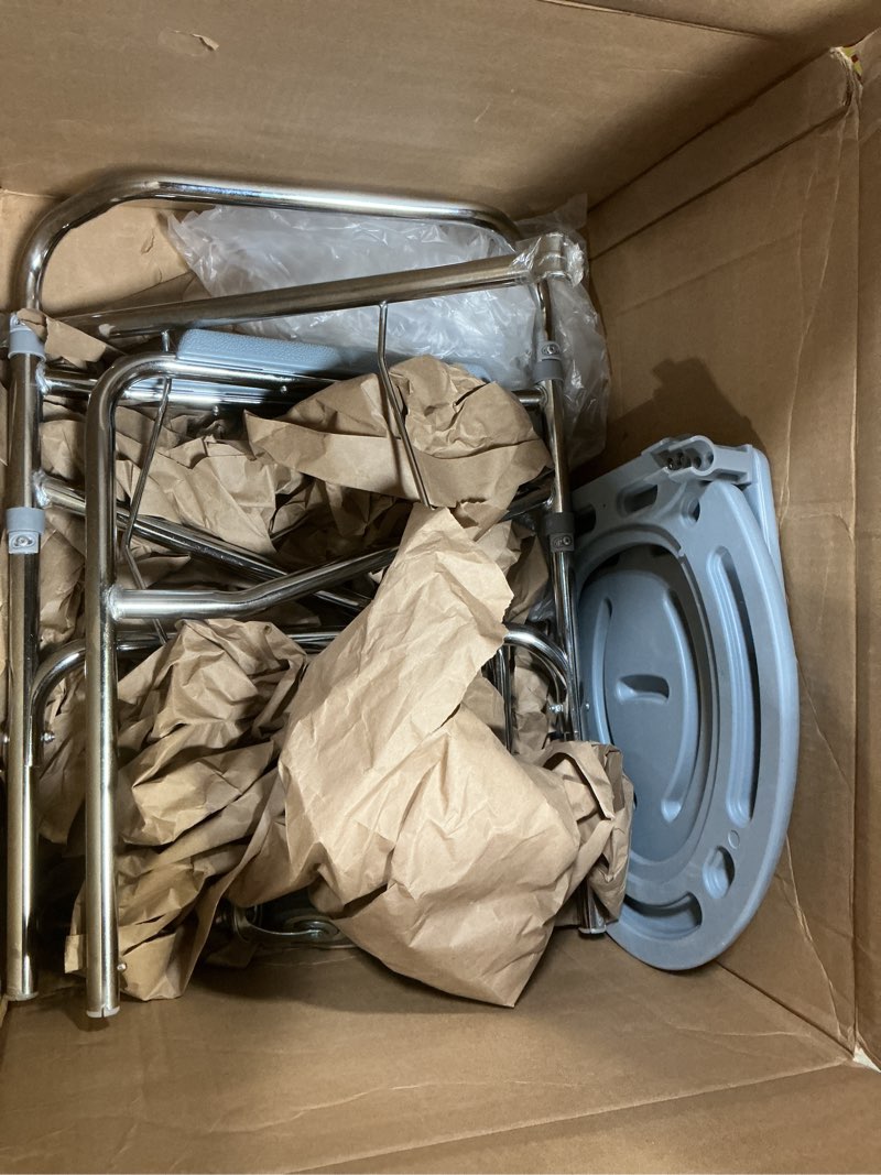 Condition photo showing As Is for bedside commode chair with wheels, heavy duty steel frame portable toilets for elderly with adjustable height, bedside commodes for seniors, portable commode for elderly classic
