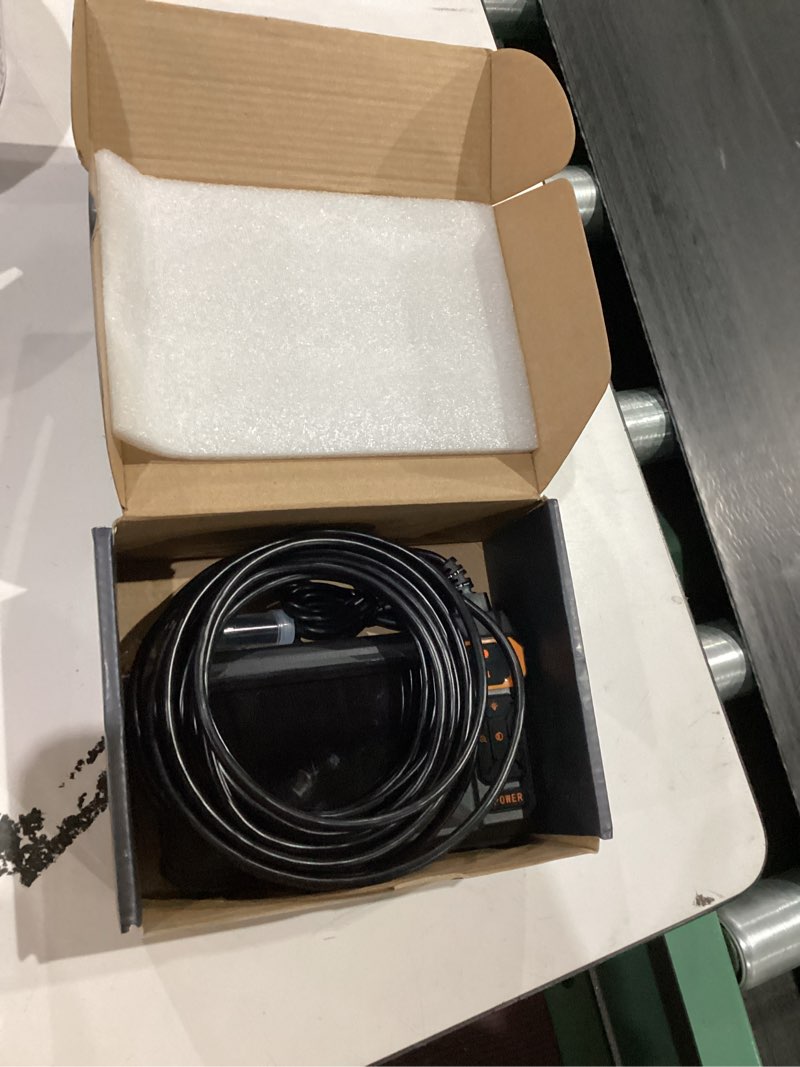 Condition photo showing As Is for borescope dual lens endoscope camera with light, 4.3" ips 1920p hd inspection camera, 7.9mm ip67 waterproof with 8+1 adjustable leds, 16.5ft semi-rigid snake cable for mechanic, cool gadgets for men 16.5ft dual lens