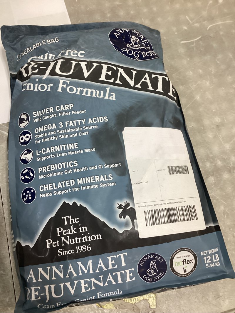 Condition photo showing New/Like New for Annamaet Grain-Free Re-Juvenate Senior Formula Dry Dog Food, (Fresh Silver Carp & Turkey), 12-lb Bag 12 Pound (Pack of 1)