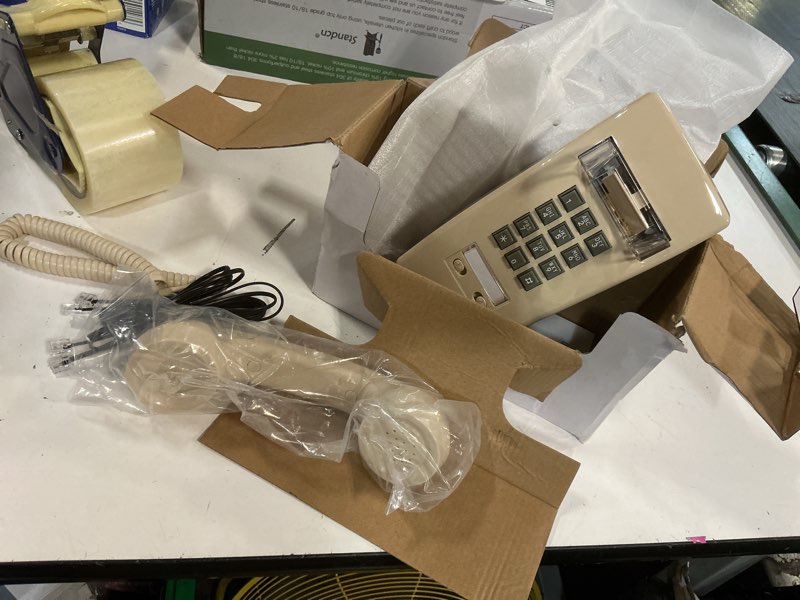 Condition photo showing New/Like New for vintage wall telephone, corded plastic wall-mounted phone for home, retro ivory landline trimline phone for home/office/hotel/telephone booth, analog decorative wall-plated senior telephones