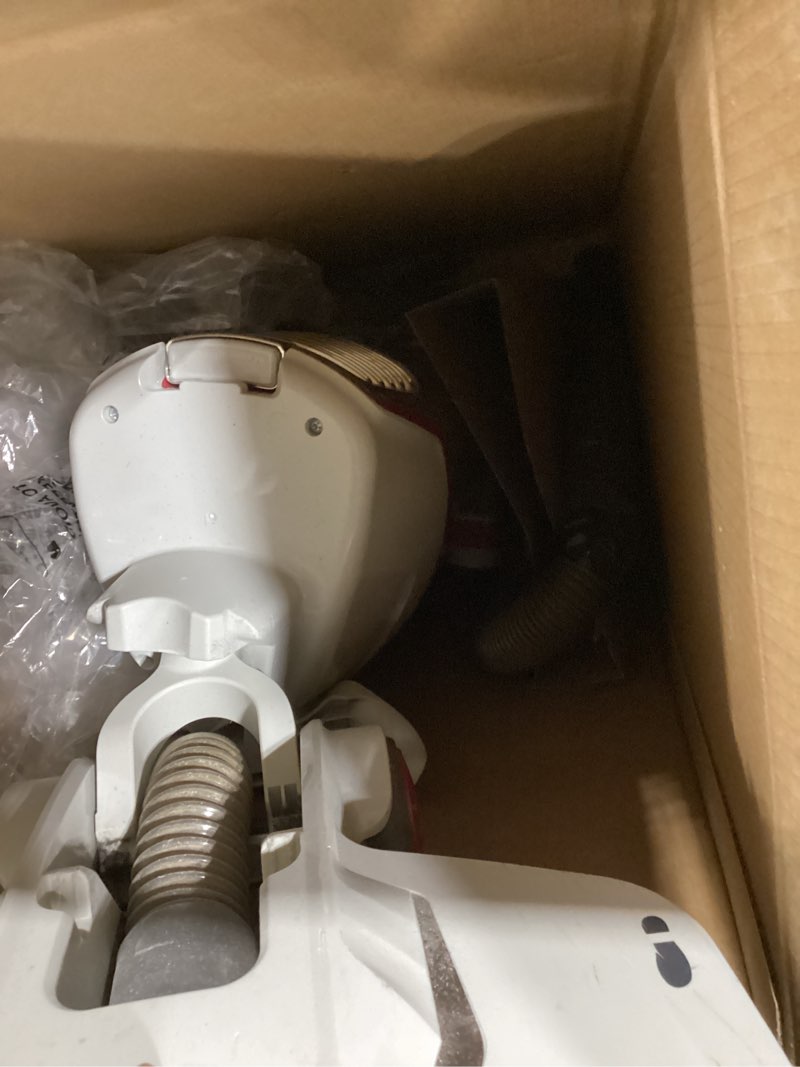 Condition photo showing As Is for kenmore du2015 bagless upright vacuum lightweight carpet cleaner with 10’hose, hepa filter, 4 cleaning tools for pet hair, hardwood floor, red