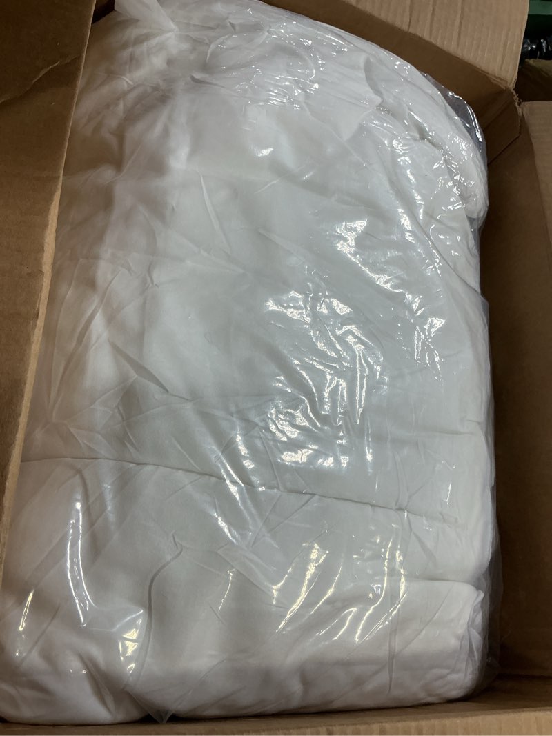 Condition photo showing As Is for EASELAND Queen Size Down Alternative Comforter - Quilted Duvet Insert for All Seasons, Soft Lightweight with Corner Tabs, Summer Winter Warm Bedding, White 88×88 Inches Queen White