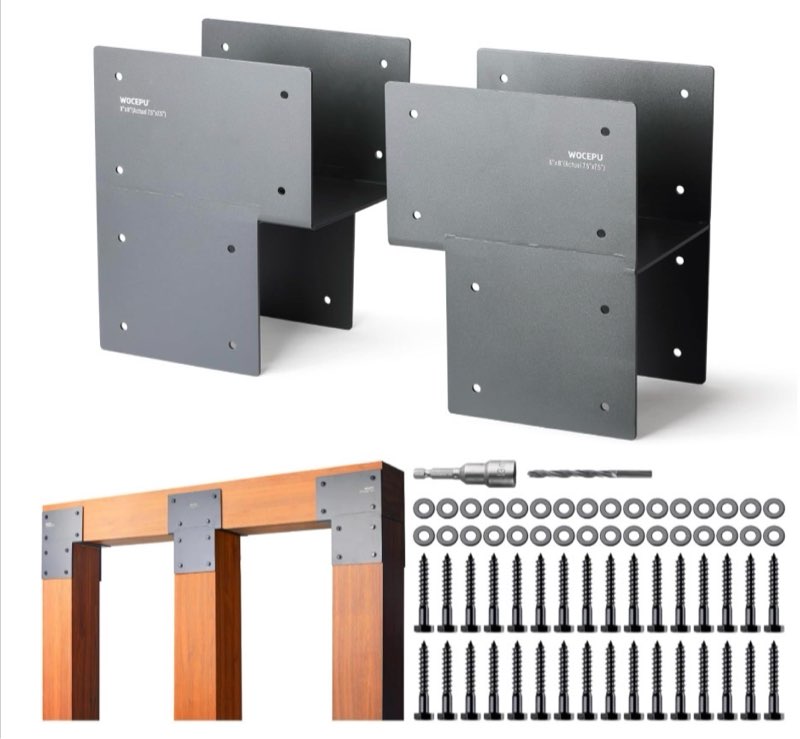 Wocepu 2 Pack Heavy Duty 8x8 (Actual 7.5"x7.5") Stainless Steel Post Caps Tie Bracket , Fit Connecti