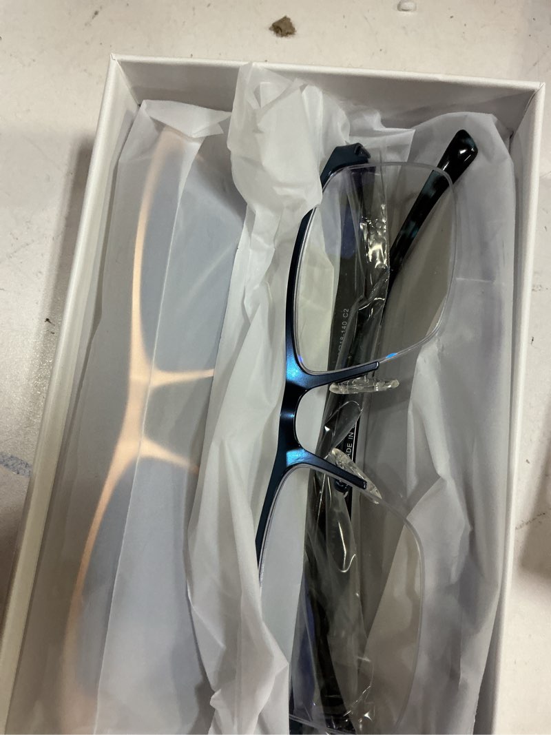 Condition photo showing New/Like New for FONHCOO Reading Glasses for Women Men, Blue Light Blocking Reading Glasses Metal Half Frame Computer Readers Anti UV/Glare Purple Blue Gold 1.5 x