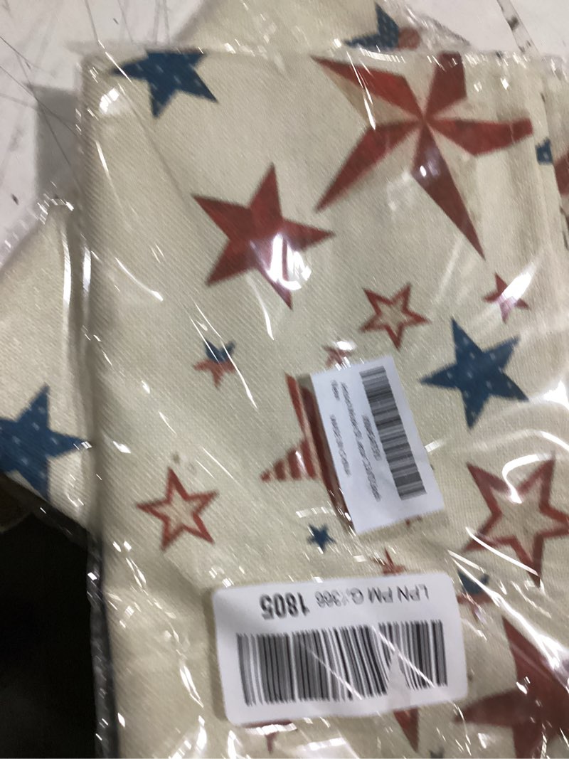 Condition photo showing Good Condition for artoid mode old style stars american flag 4th of july table runner, memorial day kitchen dining table decoration for home party decor 13x72 inch 13" x 72", table runner beige