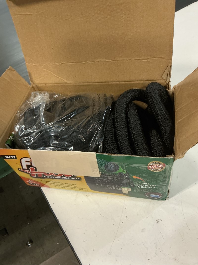 Condition photo showing Good Condition for flexi hose expandable garden hose with 8 function nozzle, 50ft - lightweight retractable garden hose, water hose - no-kink flexibility, 3/4 inch solid brass fittings and double latex core