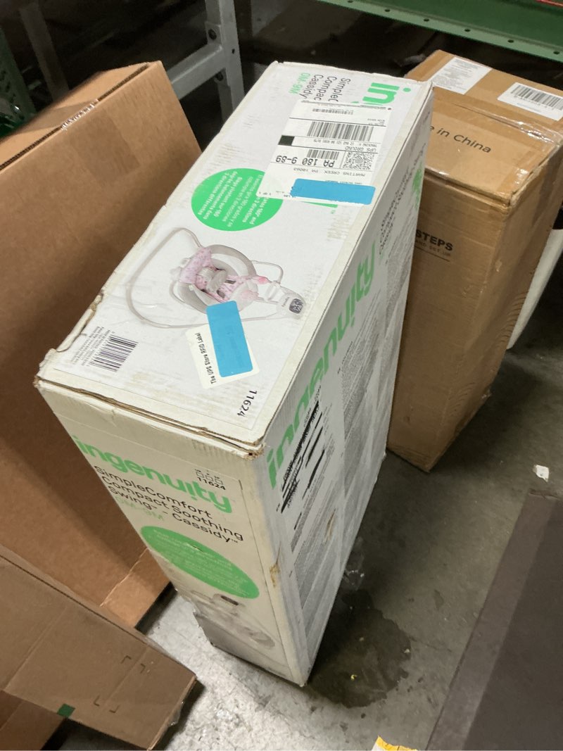 Condition photo showing New/Like New for Ingenuity SimpleComfort Lightweight Compact 6-Speed Multi-Direction Baby Swing, Vibrations & Nature Sounds, 0-9 Months 6-20 lbs (Pink Cassidy)