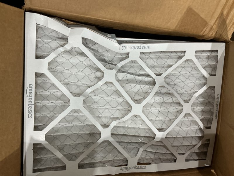 Condition photo showing As Is for amazon basics 14x20x1 air filter, merv 8 ac furnace filters, allergy control, electrostatic, removes dust pollen and lint, 6-pack (actual size: 13.75" x 19.75" x 0.75")