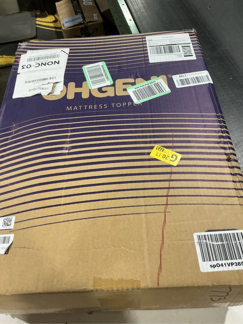 Condition photo showing As Is for OhGeni Cooling 4 lnch King Size Dual Layer Mattress Topper, 2 Inch Gel Memory Foam, 2 Inch Soft Brea