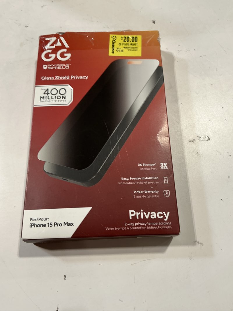 Condition photo showing Good Condition for zagg invisible shield privacy 360 protect screen protector for iphone 15 pro max