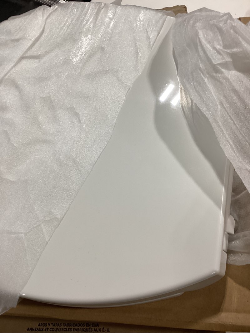 Condition photo showing Good Condition for plus toilet seat elongated, soft close toilet seat, no-slam, magnetic quick-release easy clean, easy installation, securegrip bumpers, wobble-free, adjustable fit, plastic, white white elongated