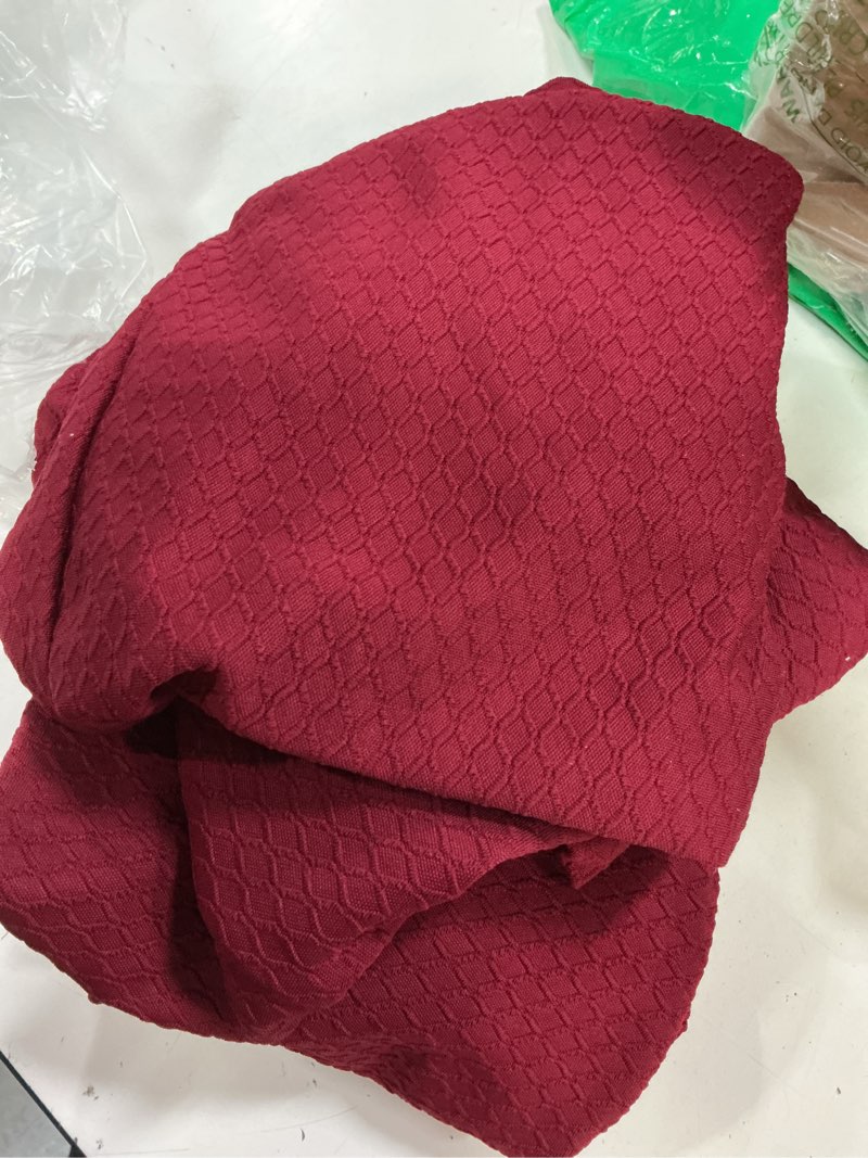 Condition photo showing Good Condition for smiry waterproof seat covers for dining room chairs set of 4, stretch jacquard removable washable chair seat slipcovers protector, no rear covers, wine red set of 4 wine red