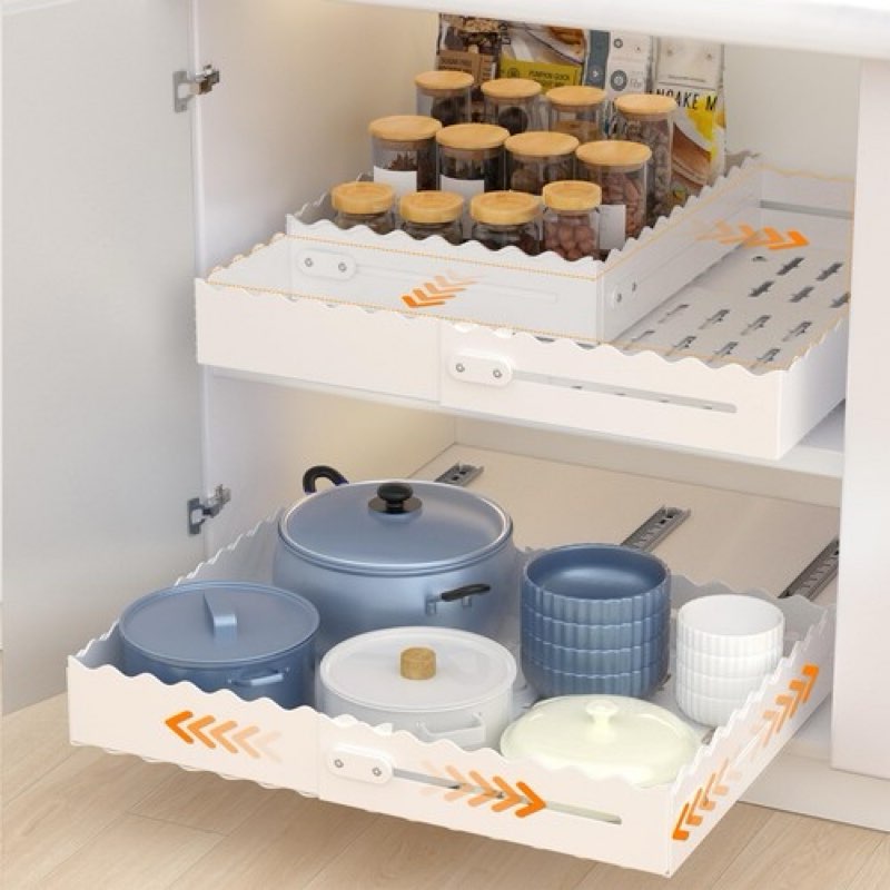 west story pull out cabinet organizer – width (12.2"-17.5") & depth (13.4"-23") 4-way expandable sli