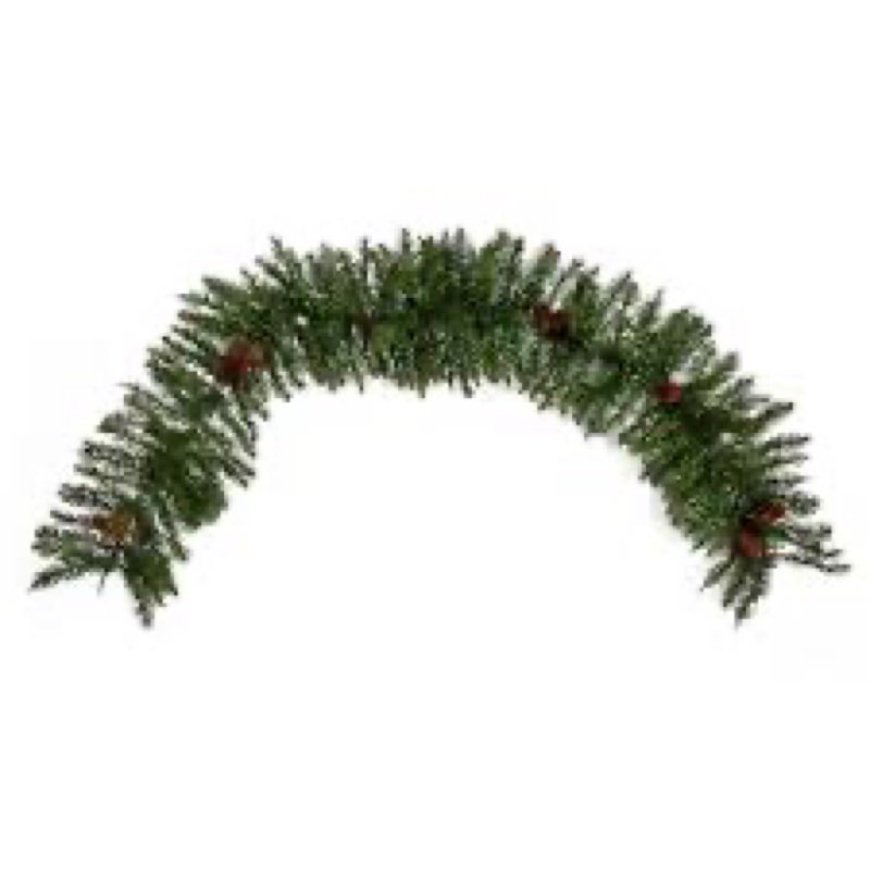 Nearly Natural 6-ft White Mountain Pine Artificial Garland with 35 Warm White LED Lights and Pinecon