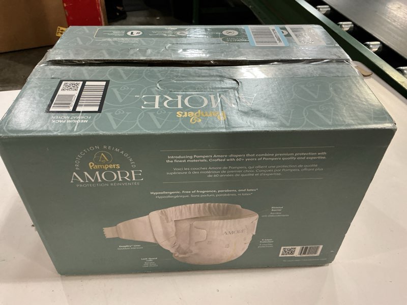 Condition photo showing New/Like New for pampers amore, size 3 (13-26 lbs), 66 count, our best diaper – hypoallergenic & fragrance free, up to 100% leakproof, soft as cashmere size 3 66