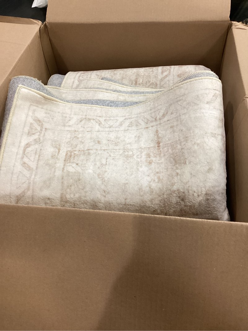 Condition photo showing Good Condition for 8x10 area rugs for living room: vintage boho neutral washable rug indoor soft large area rug carpet for bedroom nursery farmhouse dining room office floor non-slip low pile under table rug beige 8' x 10' (rectangular) beige