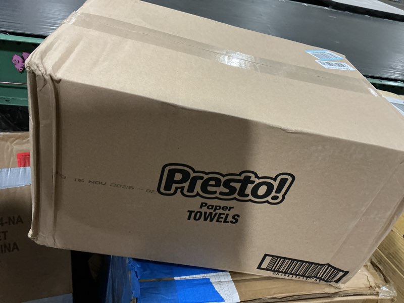 Condition photo showing New/Like New for amazon brand - presto! ultra-strong premium paper towels, 158 sheet huge roll - flex-a-size, 12 rolls (2 packs of 6), equivalent to 38 regular rolls, white huge 6 count (pack of 2)