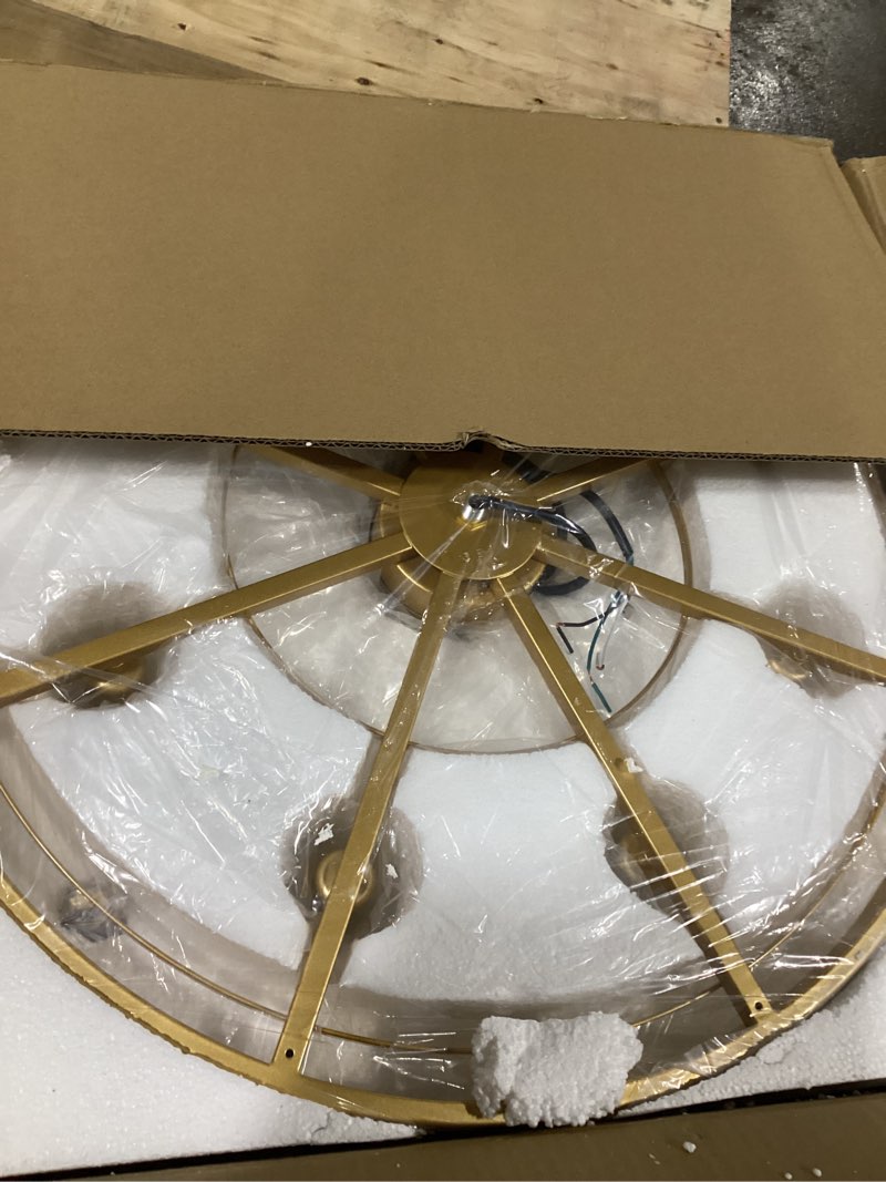 Condition photo showing Good Condition for modern gold semi flush mount ceiling light crystal 3-light light fixture 15.75 inch kitchen ceiling lighting for living room bedroom dining room bathroom entryway (bulb not included)