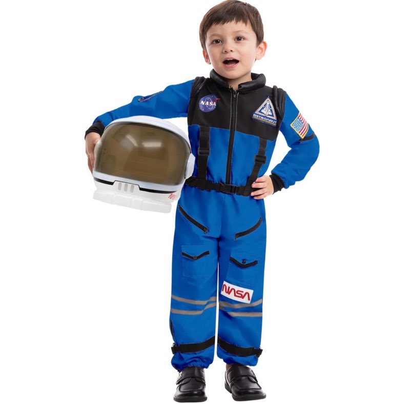 Spooktacular Creations Blue Astronaut Costume with Helmet for Kids, Space Suit, Space Jumpsuit, Hall