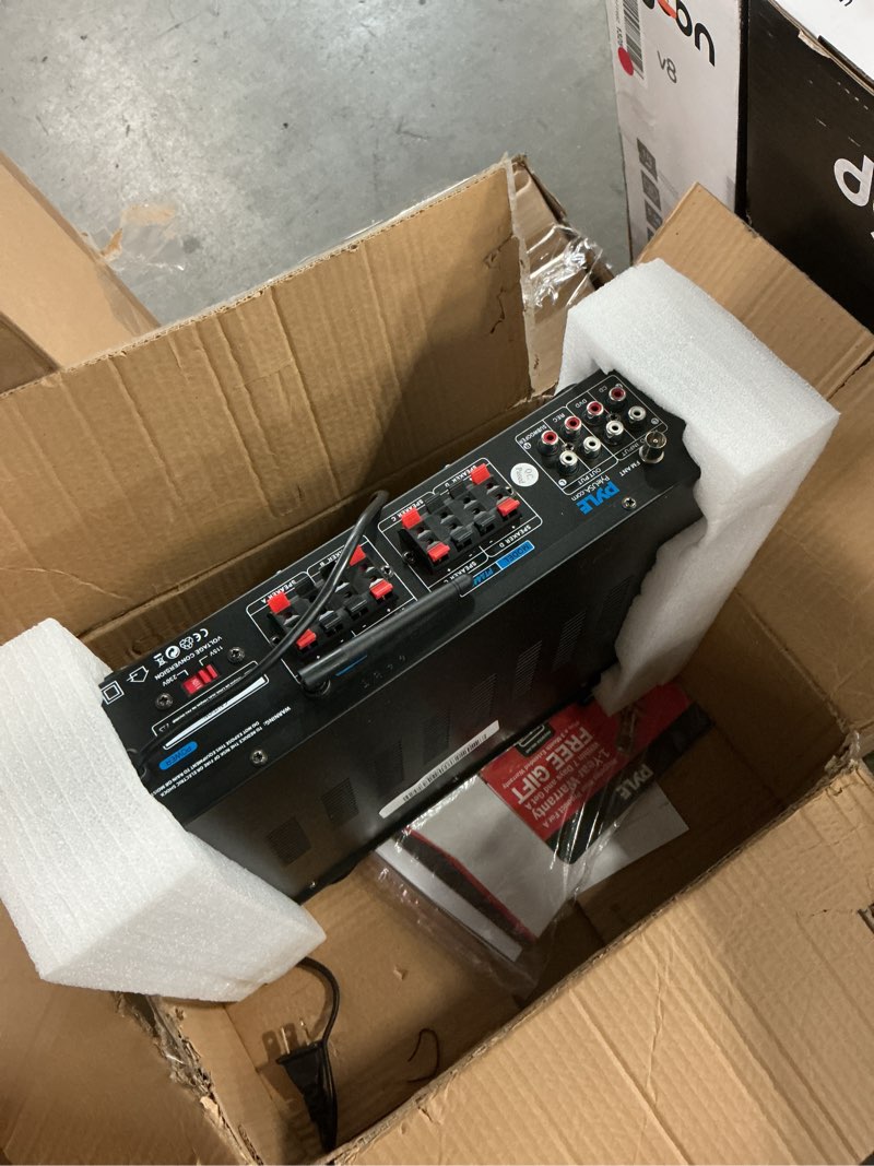 Condition photo showing As Is for Pyle 500W 4-Channel Karaoke Bluetooth Amplifier - Home Theater Audio Receiver with AUX - FM - RCA Subwoofer Output - USB - Microphone Input with Echo for Wireless Music Streaming - PTA44BT