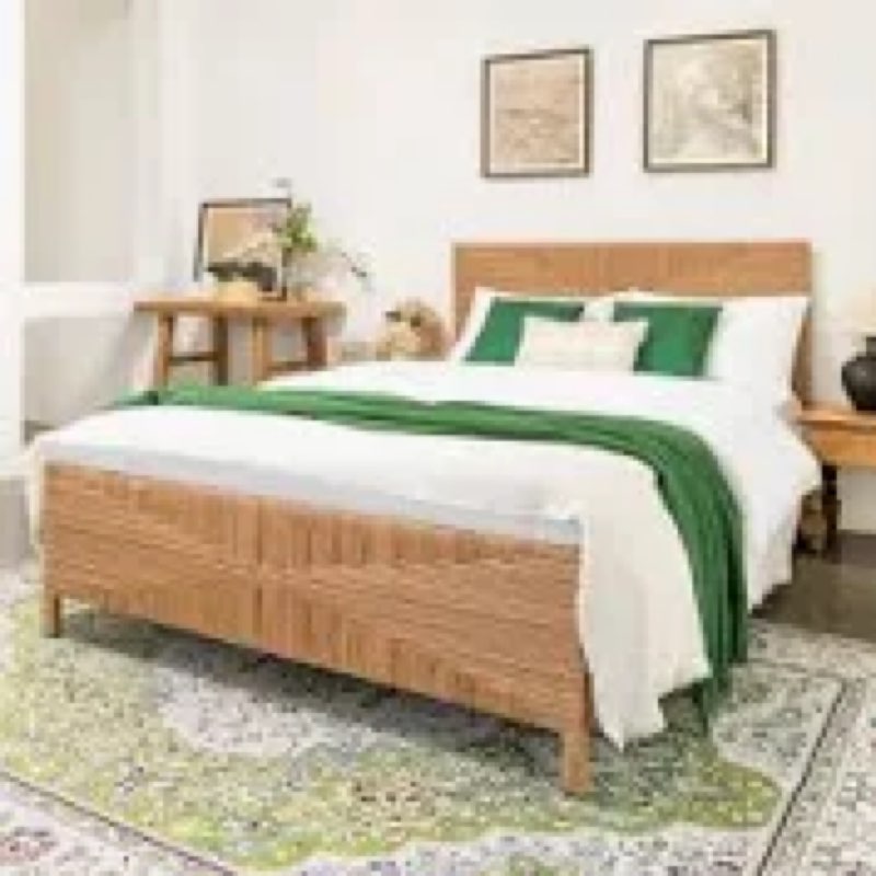 Boho Hand-woven Rattan Bed Full size.