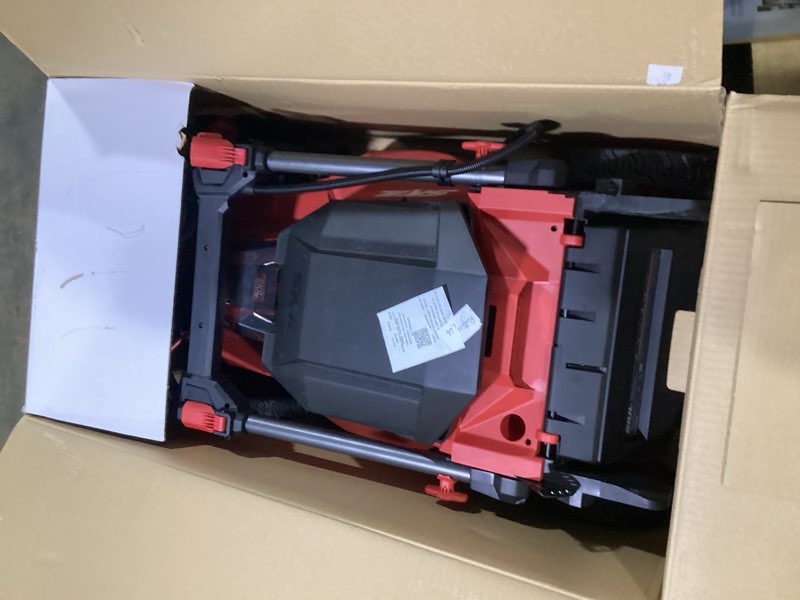 Condition photo showing As Is for skil pwr core 40v brushless 20-inch push mower kit with smart caddy, 7.5ah battery and 150w charger, pm2010c-16
