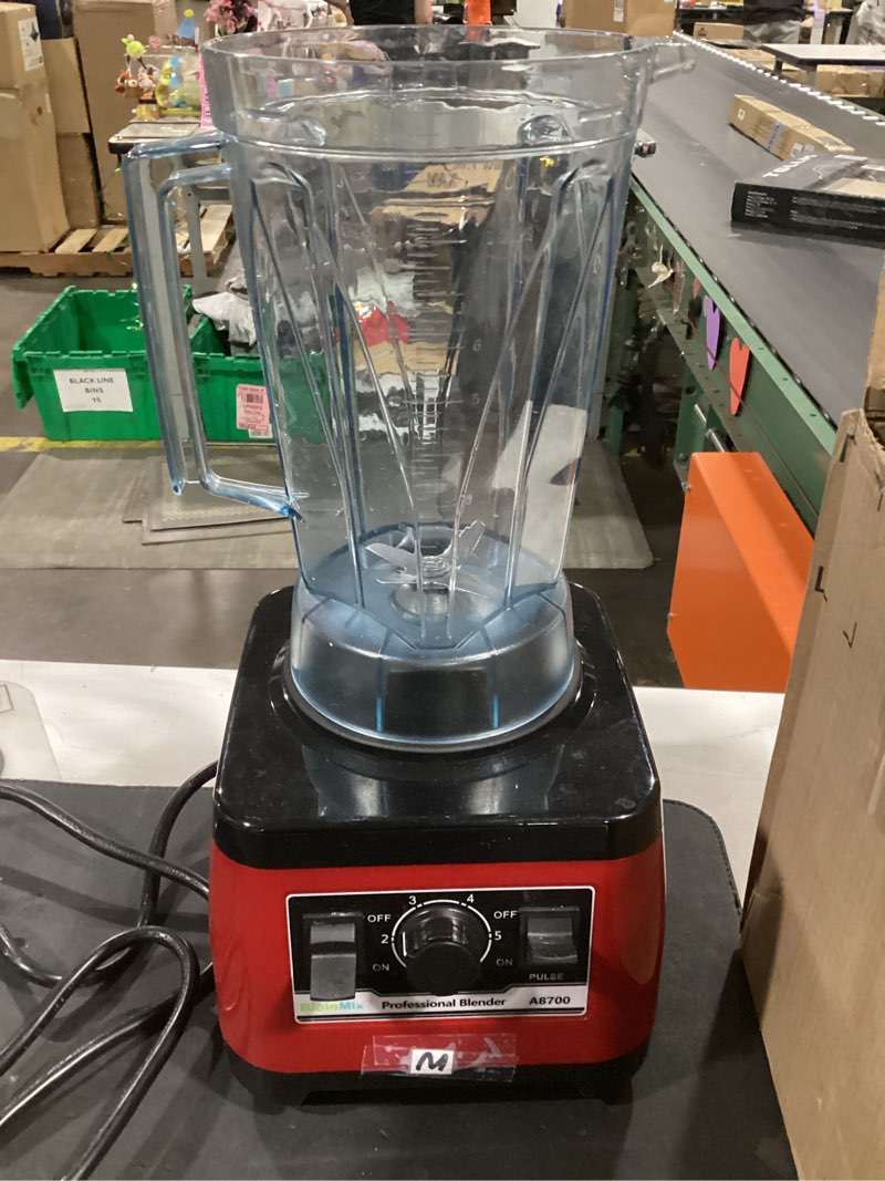 Condition photo showing As Is for (incomplete) biolomix heavy duty professional blender, peak 2200w commercial grade bar blender with 70oz container for shakes, smoothies, ice crushing, frozen fruits, soups, dry grinding (red)