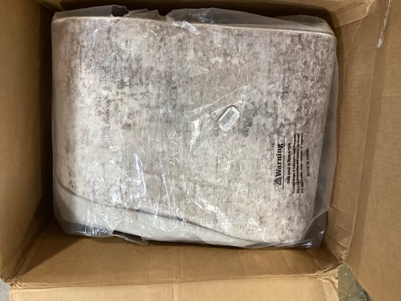 Condition photo showing Good Condition for 12x14 area rug for living room – washable non-slip soft extra large carpet for bedroom dining room family room, modern neutral abstract low pile thin indoor big rug ?beige grey? 12' x 14' (rectangular) beige/grey/brown