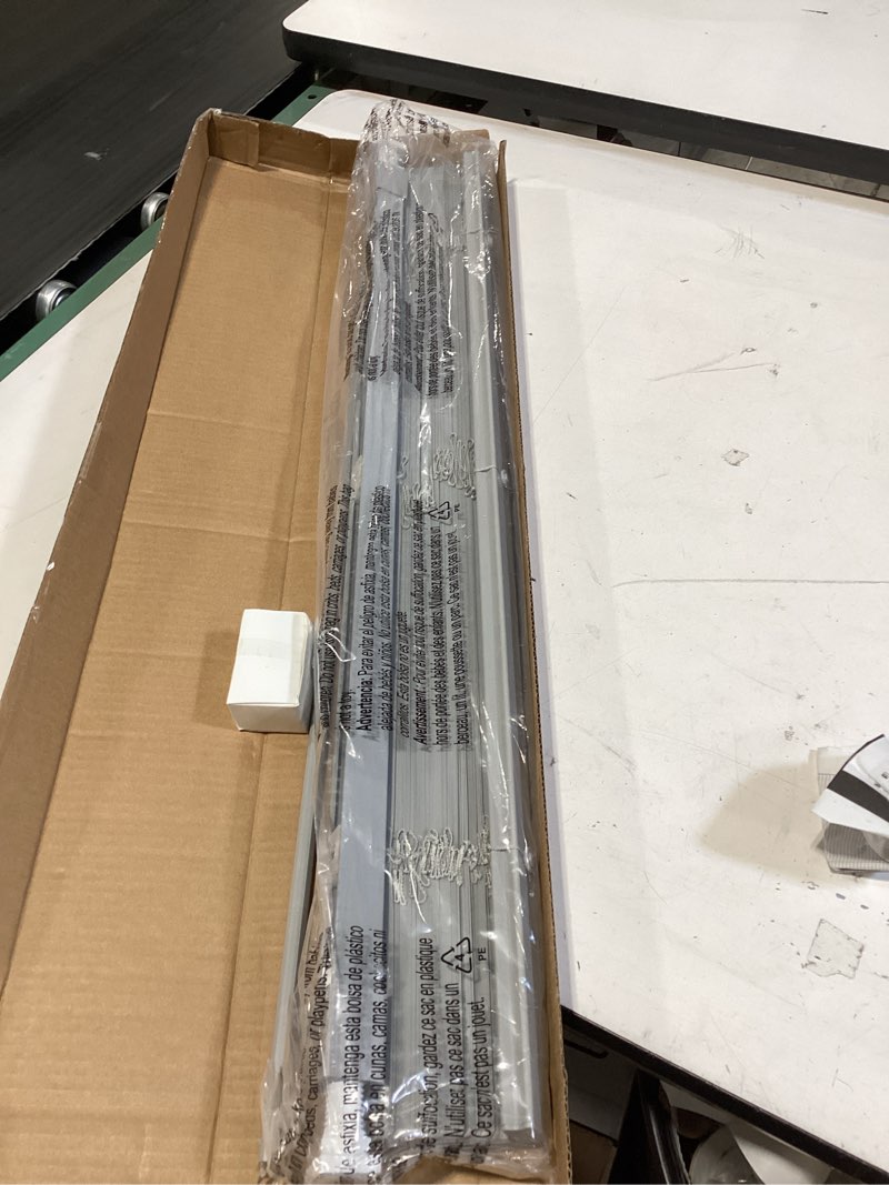 Condition photo showing As Is for unishades no drill blinds for windows 1" vinyl l-shaped slats cordless mini blinds for home, for window size 32" w × 64" h grey grey 32" w × 64" h