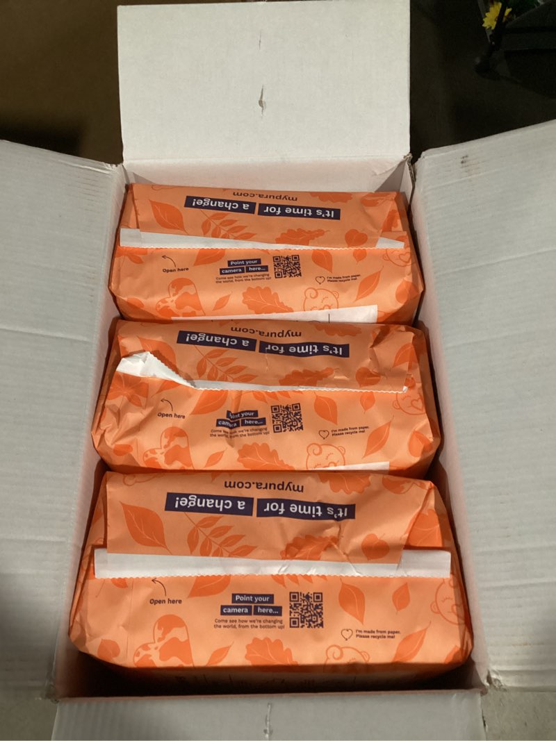 Condition photo showing Good Condition for Pura Hypoallergenic Diapers, Size 1 (4-11 lbs), Monthly Pack, Totally Chlorine Free, Wetness Indicator, Suitable for Sensitive Skin, Soft Cotton Comfort, Overnight, 6 Packs of 32 (192 Baby Diapers) Size 1 192