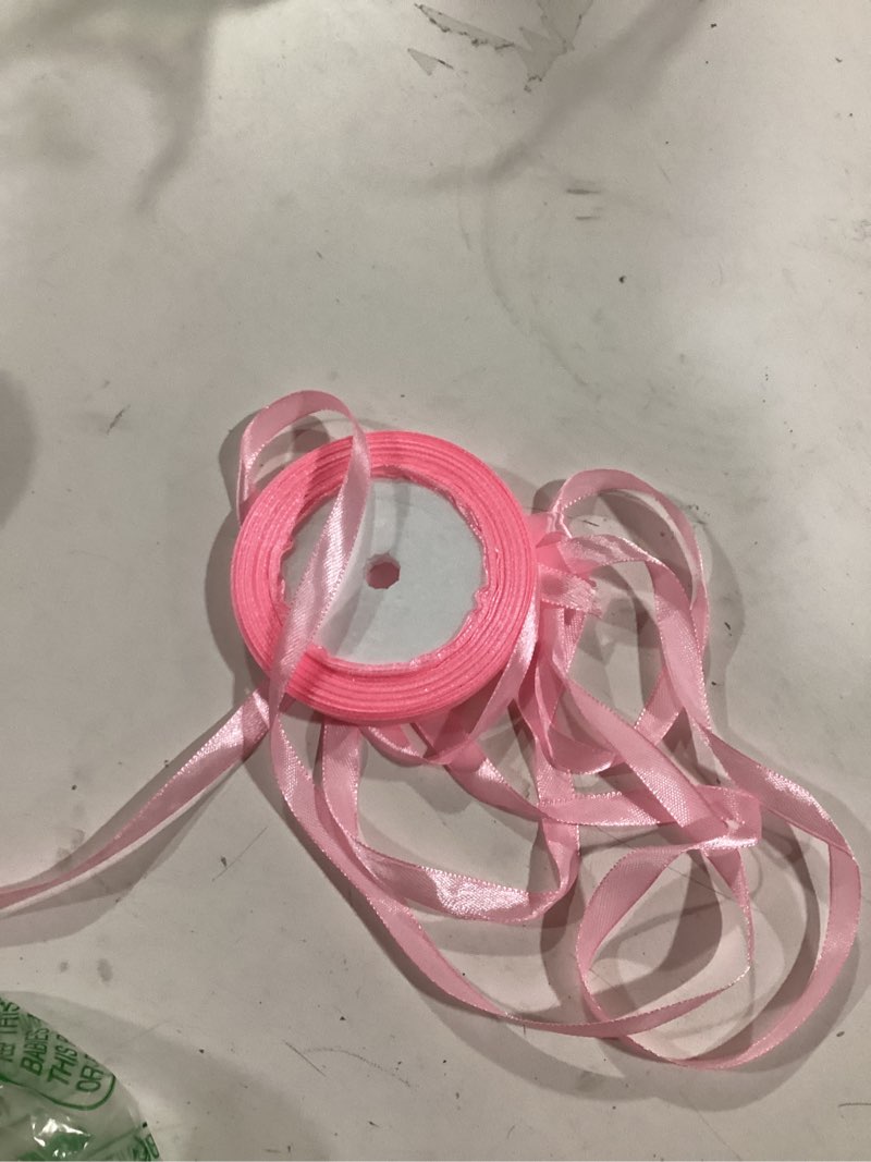 Condition photo showing As Is for ‘ksimilar to**solid color satin fabric ribbon (dark pink, 5/8\" x 25 yards) dark pink 5/8\" x 25 yards