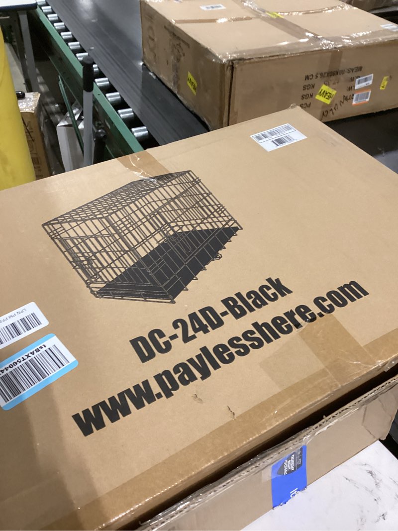 Condition photo showing New/Like New for FDW Dog Crate for Small Dogs 24 Inch Folding Metal WirePet Cage Double Door W/Divider Panel Indoor Outdoor Kennel Leak-Proof Plastic Tray,Black Black 24 Inch Double Door