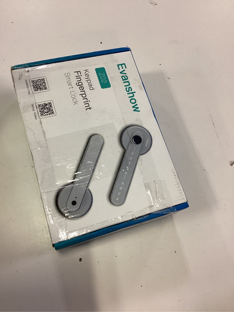 Condition photo showing New/Like New for evanshow fingerprint door lock biometric door knob with keypad keyless entry, door locks for bedrooms, home hotel office apartment silver none app-silver