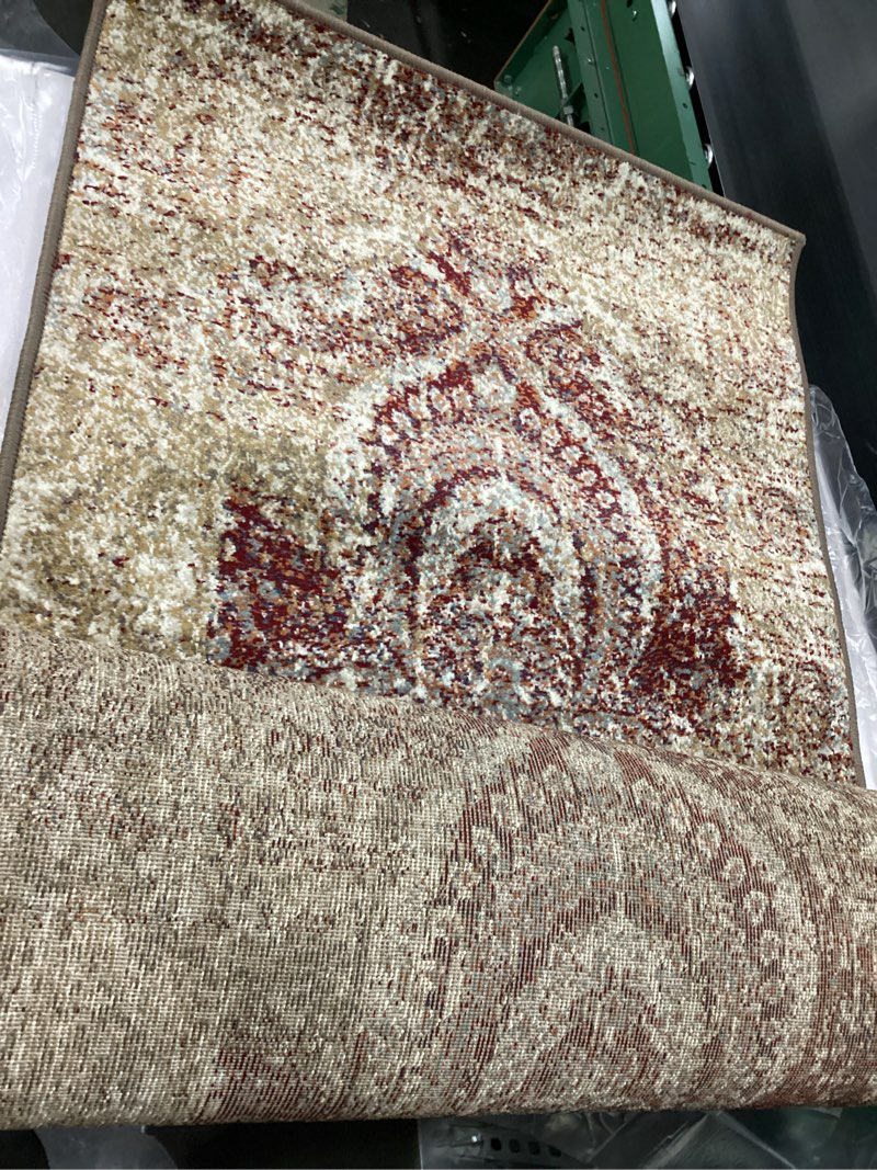 Condition photo showing New/Like New for Superior Indoor Runner Rug, Jute Backing for Kids or Pets, Entryway, Living Room, Kitchen, Dorm, Bedroom, Hallway, Plush Rugs, Vintage Abstract Medallion, Salford Collection, 2' 7" x 12', Maroon Maroon 2'7" x 12' (Runner)