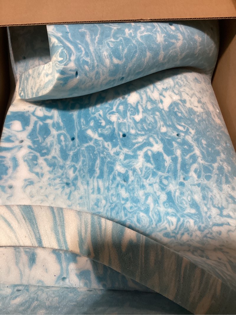 Condition photo showing Good Condition for novilla twin memory foam mattress topper 2 inch, cooling gel infused, ventilated pressure relief pad, soft comfort for sofa, rv, camper, dorm room 2 inch blue twin