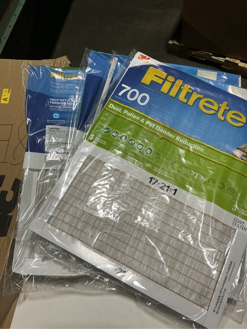 Condition photo showing Good Condition for filtrete 17x21x1 ac furnace air filter, merv 8, mpr 700, tough on pollen, easy on airflow, 3-month pleated 1-inch electrostatic air cleaning filter, 4-pack (actual size 16.69 x 20.69 x 0.81 in)