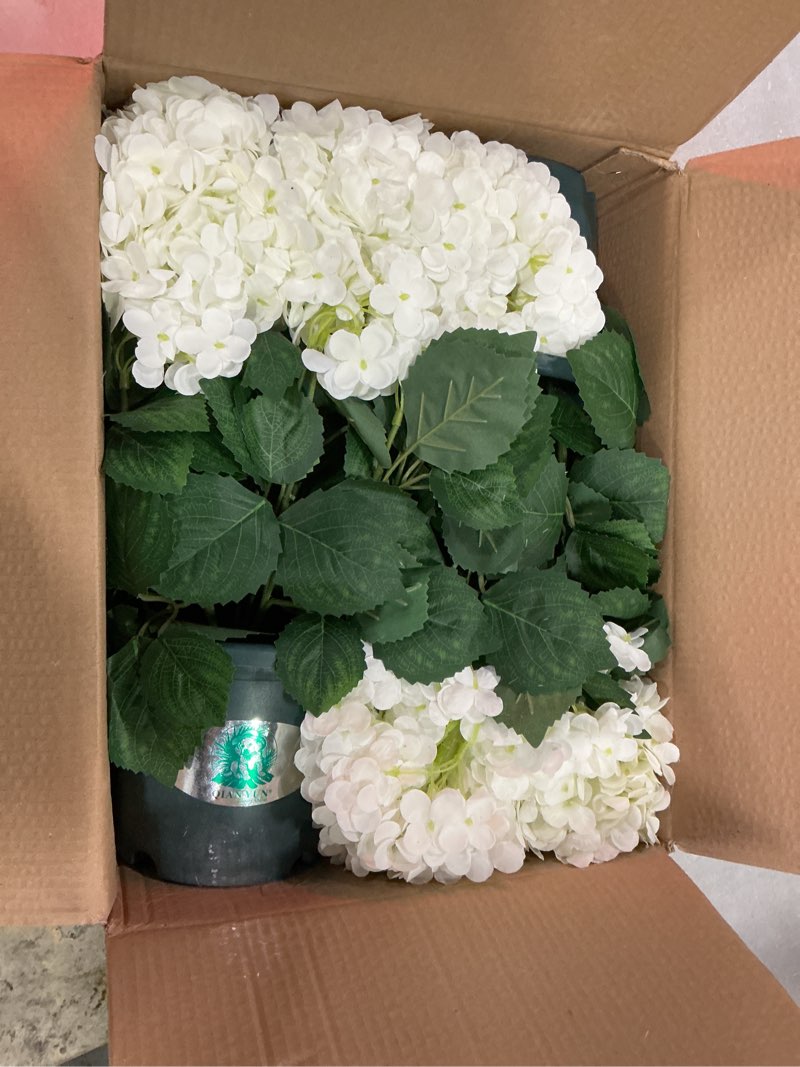 Condition photo showing Good Condition for qianyun artificial hydrangea bush – 20 inch potted faux hydrangea plant, uv resistant outdoor hydrangea artificial plants for front porch, garden, patio & indoor decor white