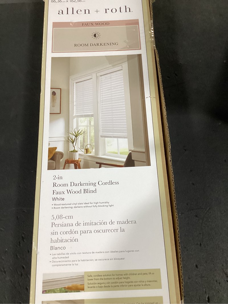 Allen + Roth Faux Wood 2-in Room Darkening White 34”x 64”
