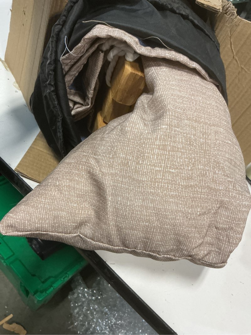 Condition photo showing Good Condition for Double Hammock, 11 FT Quilted Fabric 2 Person Hammock for Outside with Pillow, Folding Curved Spreader Bar, Chains, Carrying Bag, Indoor Outdoor, 450 IB Capacity, JeansBlue