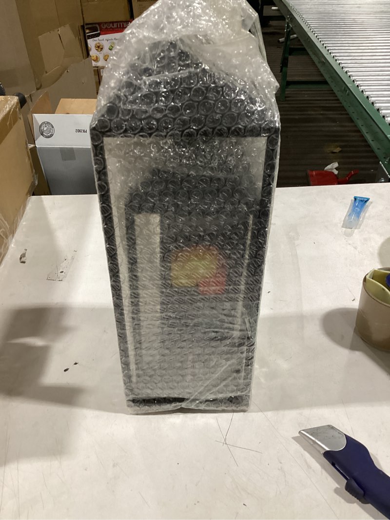 Condition photo showing New/Like New for Modern Farmhouse Lanterns Decorative Indoor & Outdoor, 17" 13" Set of 2 Black Vintage Lantern with Flameless Candles, Metal Rustic Lantern Decor for Room, Porch, Mantle, Patio, Home Decor Black 17 and 13in
