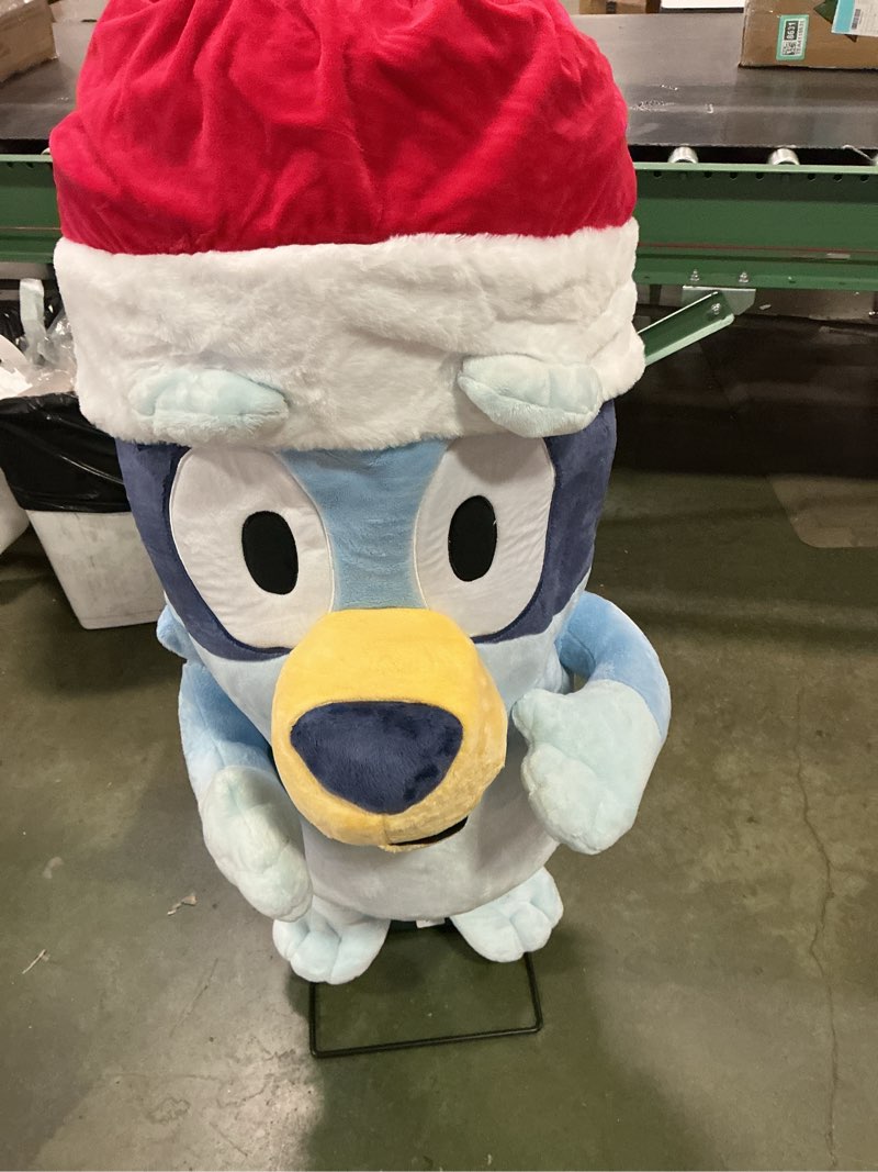 Condition photo showing Good Condition for Gemmy Bluey Holiday Greeter with Santa Hat, Multi