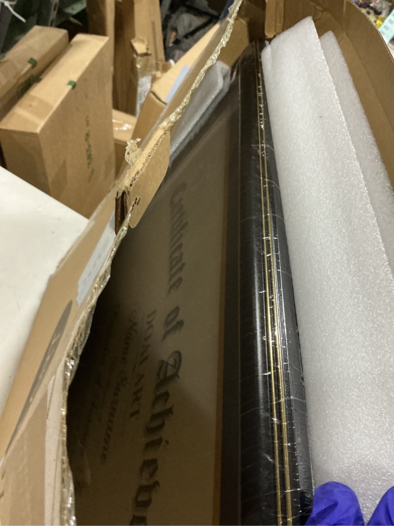 Condition photo showing Good Condition for doai art diploma frame 14 x 17 with mat black solid wood display document/certificate 16x20 without mat and picture 17x14 with black over gold mat | wall hangers,hd glass,mahogany black solid wood 16x20&14x17 with mat