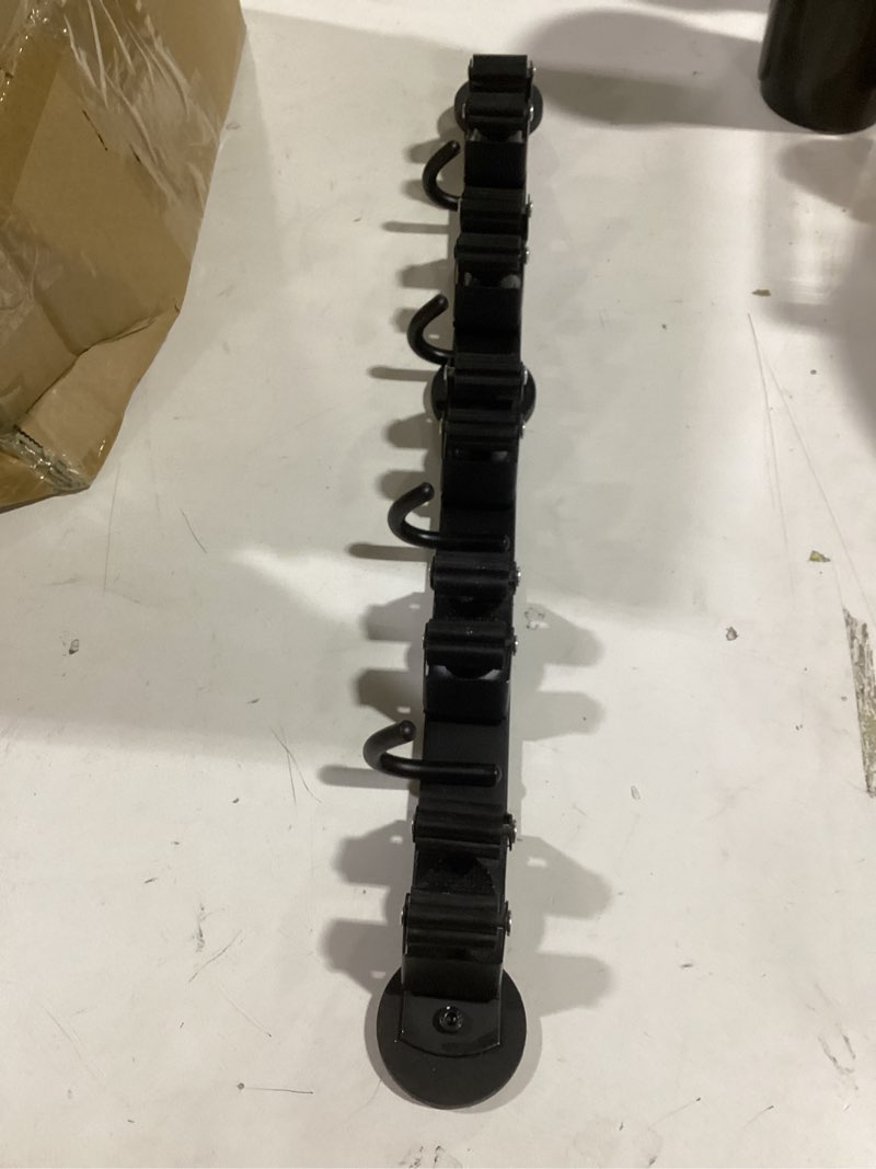 Condition photo showing As Is for AceMining 5 Racks and 4 Hooks Mop and Broom Holder Wall Mount, Broom Organizer Storage Tool Racks Stainless Steel Heavy Duty Hooks Self Adhesive Solid Non-slip for Home Kitchen Garden Laundry Garage 5 Racks & 4 Hooks (Silver) - 1 Pack