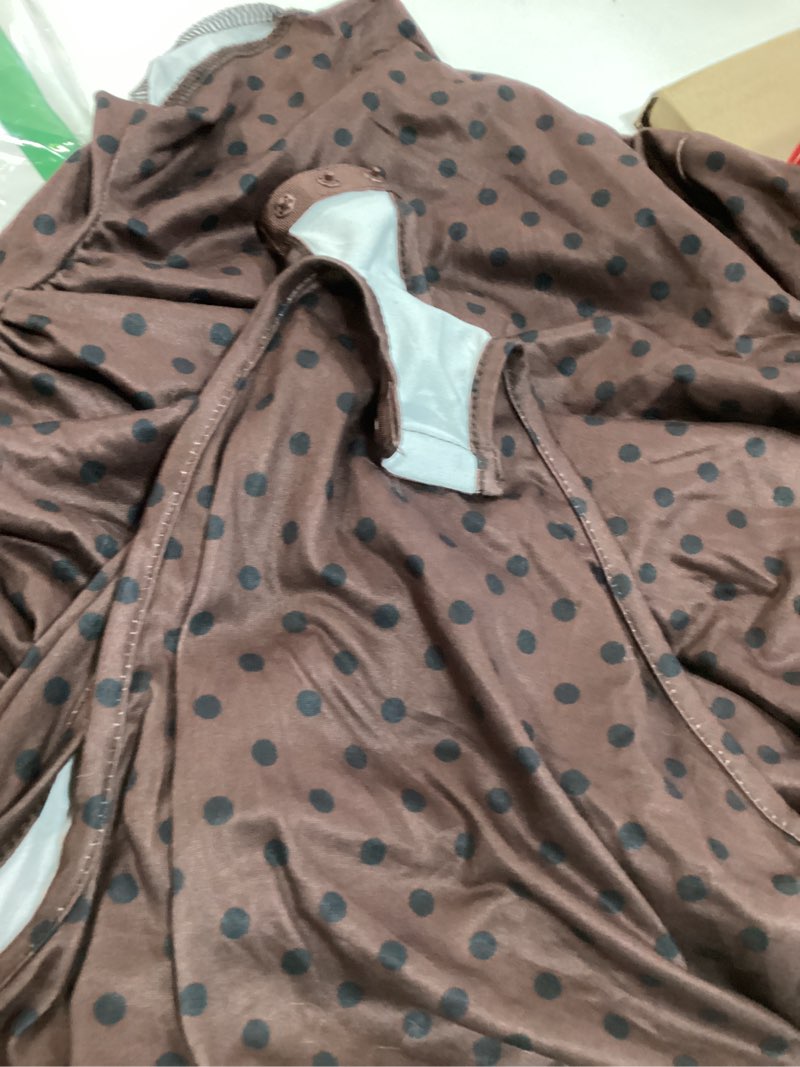 Condition photo showing As Is for sweatyrocks women's bodysuit mock neck casual ruched long sleeve jumpsuit small coffee polka dots